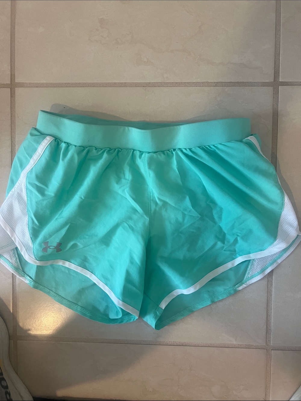 Under Armour Women's Mint Green Athletic Shorts with White Trim